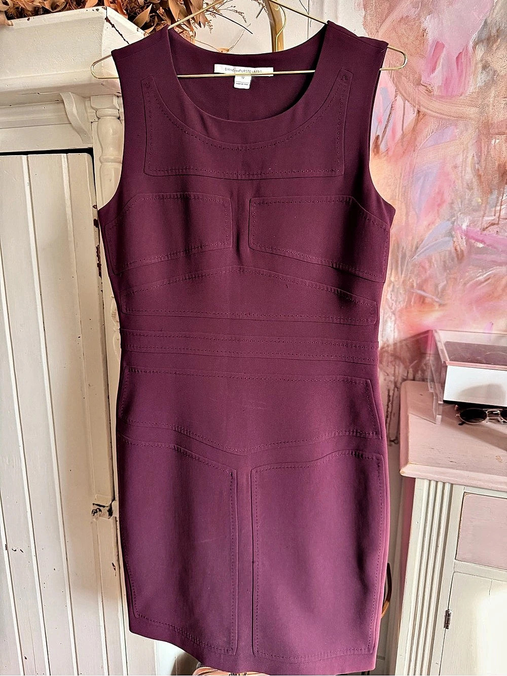Diane von Furstenberg Sleeveless Mini Dress in Purple Size 12 Like New